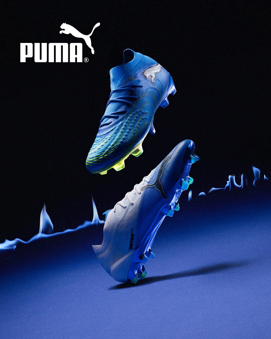 Verschiedene Modelle des PUMA Unscripted Pack in blau, weiß, lime.
