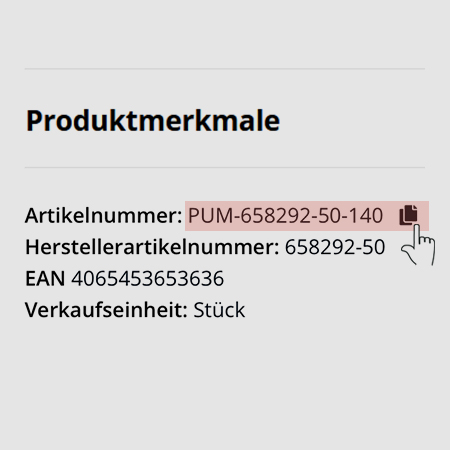 Kopiere die Artikelnummer