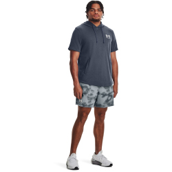 UNDER ARMOUR Rival kurzarm Terry Hoodie Herren 044 - downpour gray/onyx white L