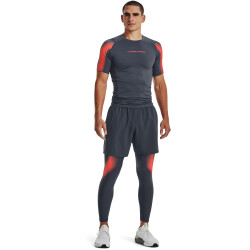 UNDER ARMOUR HeatGear kurzarm Trainingsshirt Herren 044 - downpour gray/after burn S