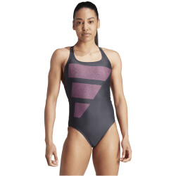 adidas Big Bars Graphic Badeanzug Damen AAGG - carbon/pnkfus 38