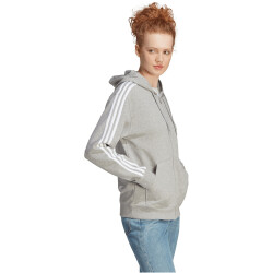 adidas Essentials 3-Streifen French Terry Kapuzenjacke Damen 83F7 - mgreyh XS