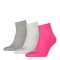3er Pack PUMA Quarter Plain Socken middle grey melange/pink 35-38