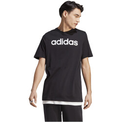 adidas Essentials Single Jersey Linear Embroidered Logo T-Shirt Herren 095A - black XXL