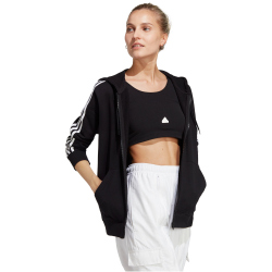 adidas Essentials 3-Streifen French Terry Kapuzenjacke Damen 095A - black/white XXS