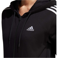 adidas Essentials 3-Streifen French Terry Kapuzenjacke Damen 095A - black/white XXS
