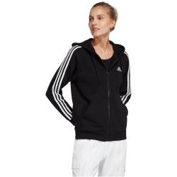 adidas Essentials 3-Streifen French Terry Kapuzenjacke Damen 095A - black/white XXS