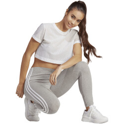adidas Essentials High-Waist Single Jersey Leggings Damen 83F7 - mgreyh/white XS