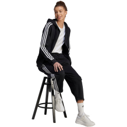 adidas Essentials 3-Streifen Kapuzenjacke Damen 095A - black/white XS/S
