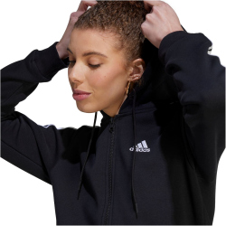 adidas Essentials 3-Streifen Kapuzenjacke Damen 095A - black/white XS/S