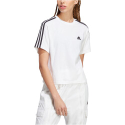 adidas Essentials 3-Streifen Crop-Top Freizeitshirt Damen 001A - white/black L