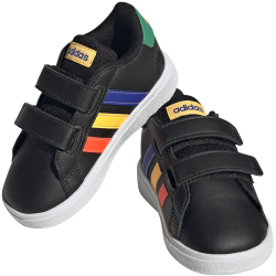 adidas Grand Court Hook and Loop Sneaker Kinder A0QM - cblack/lucblu/cougrn 20