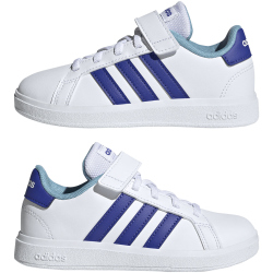 adidas Grand Court Elastic Lace and Top Strap Sneaker mit Klettverschlu&szlig; Kinder 01F7 - ftwwht/lucblu/preblu 34
