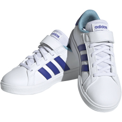adidas Grand Court Elastic Lace and Top Strap Sneaker mit Klettverschlu&szlig; Kinder 01F7 - ftwwht/lucblu/preblu 34