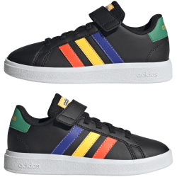 adidas Grand Court Elastic Lace and Top Strap Sneaker mit Klettverschlu&szlig; Kinder A0QM - cblack/lucblu/cougrn 29
