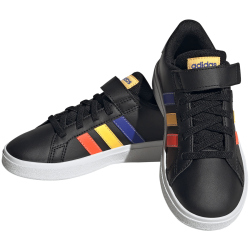 adidas Grand Court Elastic Lace and Top Strap Sneaker mit Klettverschlu&szlig; Kinder A0QM - cblack/lucblu/cougrn 29