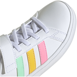 adidas Grand Court Elastic Lace and Top Strap Sneaker mit Klettverschlu&szlig; Kinder 01F7 - ftwwht/pulmin/beampk 28.5