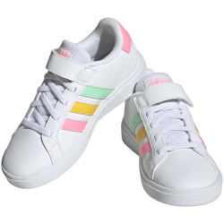 adidas Grand Court Elastic Lace and Top Strap Sneaker mit Klettverschlu&szlig; Kinder 01F7 - ftwwht/pulmin/beampk 29