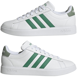 adidas Grand Court Comfort Cloudfoam Sneaker Herren HP2535 - cloud white/court green/silver green 38 2/3