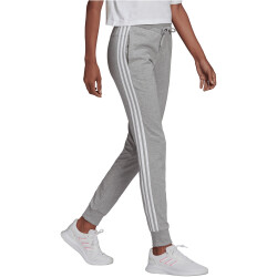 adidas Essentials Single Jersey 3-Streifen Jogginghose Damen 83F7 - mgreyh/white XS