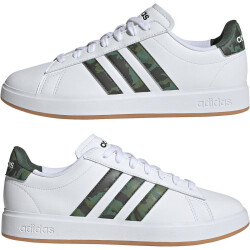 adidas Grand Court Cloudfoam Comfort Sneaker Camouflage Herren 01F7 - ftwwht/ftwwht/greoxi 46 2/3