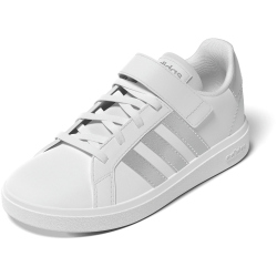 adidas Grand Court Elastic Lace and Top Strap Sneaker mit Klettverschlu&szlig; Kinder 01F7 - ftwwht/msilve/msilve 28.5