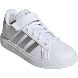 adidas Grand Court Elastic Lace and Top Strap Sneaker mit Klettverschlu&szlig; Kinder 01F7 - ftwwht/msilve/msilve 28.5