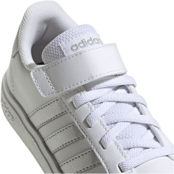 adidas Grand Court Elastic Lace and Top Strap Sneaker mit Klettverschlu&szlig; Kinder 01F7 - ftwwht/msilve/msilve 28.5
