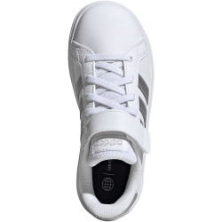 adidas Grand Court Elastic Lace and Top Strap Sneaker mit Klettverschlu&szlig; Kinder 01F7 - ftwwht/msilve/msilve 29