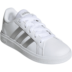 adidas Grand Court Lace-Up Sneaker Kinder 01F7 - ftwwht/msilve/msilve 28