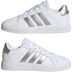 adidas Grand Court Lace-Up Sneaker Kinder 01F7 - ftwwht/msilve/msilve 35