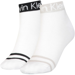 2er Pack Calvin Klein Logo Quarter Socken Damen 002 - white