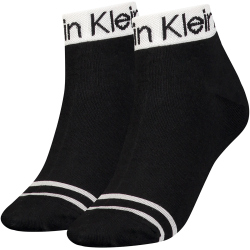 2er Pack Calvin Klein Logo Quarter Socken Damen 001 - black