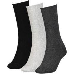 3er Pack Calvin Klein Roll Top Socken Damen 002 - dark...