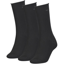 3er Pack Calvin Klein Roll Top Socken Damen 001 - black