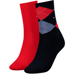 2er Pack TOMMY HILFIGER Check Socken Damen 563 - midnight...