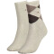 2er Pack TOMMY HILFIGER Check Socken Damen 360 - light beige melange 35-38