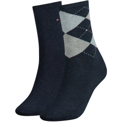 2er Pack TOMMY HILFIGER Check Socken Damen 356 - jeans 35-38