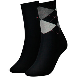 2er Pack TOMMY HILFIGER Check Socken Damen 200 - black 35-38