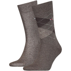 2er Pack TOMMY HILFIGER Check Socken Herren 778 - oak 39-42