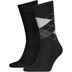 2er Pack TOMMY HILFIGER Check Socken Herren 200 - black...
