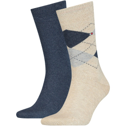 2er Pack TOMMY HILFIGER Check Socken Herren 050 - beige...