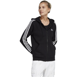 adidas Essentials 3-Streifen French Terry Kapuzenjacke Damen 000 - black/white XS