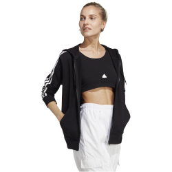 adidas Essentials 3-Streifen French Terry Kapuzenjacke Damen 000 - black/white XS