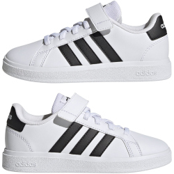 adidas Grand Court Elastic Lace and Top Strap Sneaker mit Klettverschlu&szlig; Kinder 000 - ftwwht/cblack/cblack 28.5