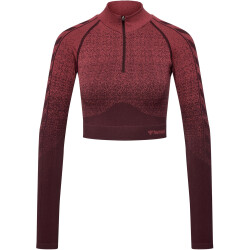 hummel hmlMT FADE Seamless 1/2-Zip langarm Sportshirt Damen 8133 - bitter chocolate/mineral red L
