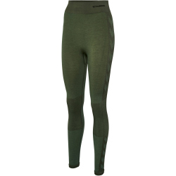 hummel hmlCLEA Seamless Mid-Waist Leggings Damen 6159 - climbing ivy/beetle melange L