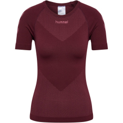 hummel First Seamless kurzarm Funktionsshirt Damen 3070 - burgundy XS/S