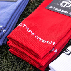TAPEDESIGN Tubes Fußball Sleeve-Stutzen rot