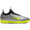 NIKE Jr. Zoom Mercurial Vapor 15 Academy XXV TF Turf Multinocken-Fußballschuhe Kinder 060 - metallic silver/volt-black-volt 38